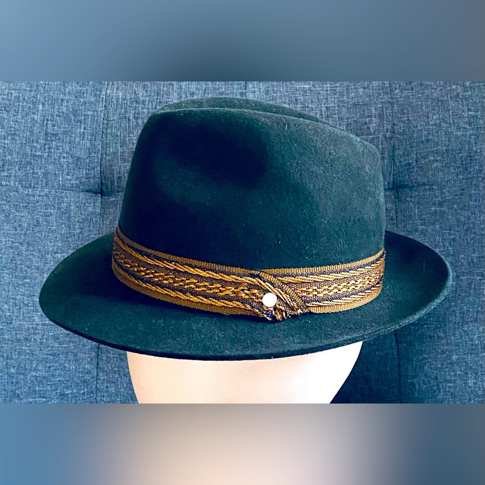Borsalino Stylish Italian made Green Fedora with Decorative Band